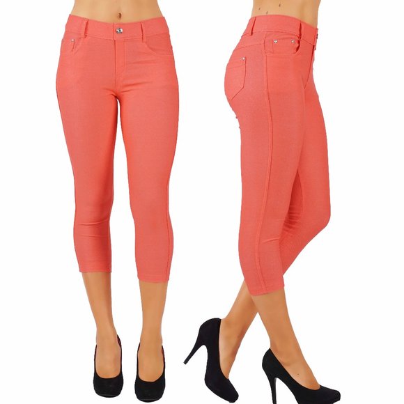 Yelete Pants - Jean Look Cotton Blend Jeggings Tights Slimming